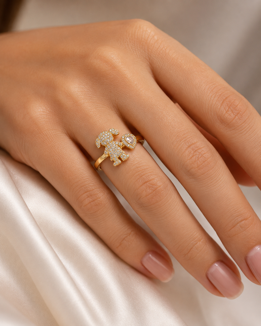 Gold Zircon Open Girl Ring