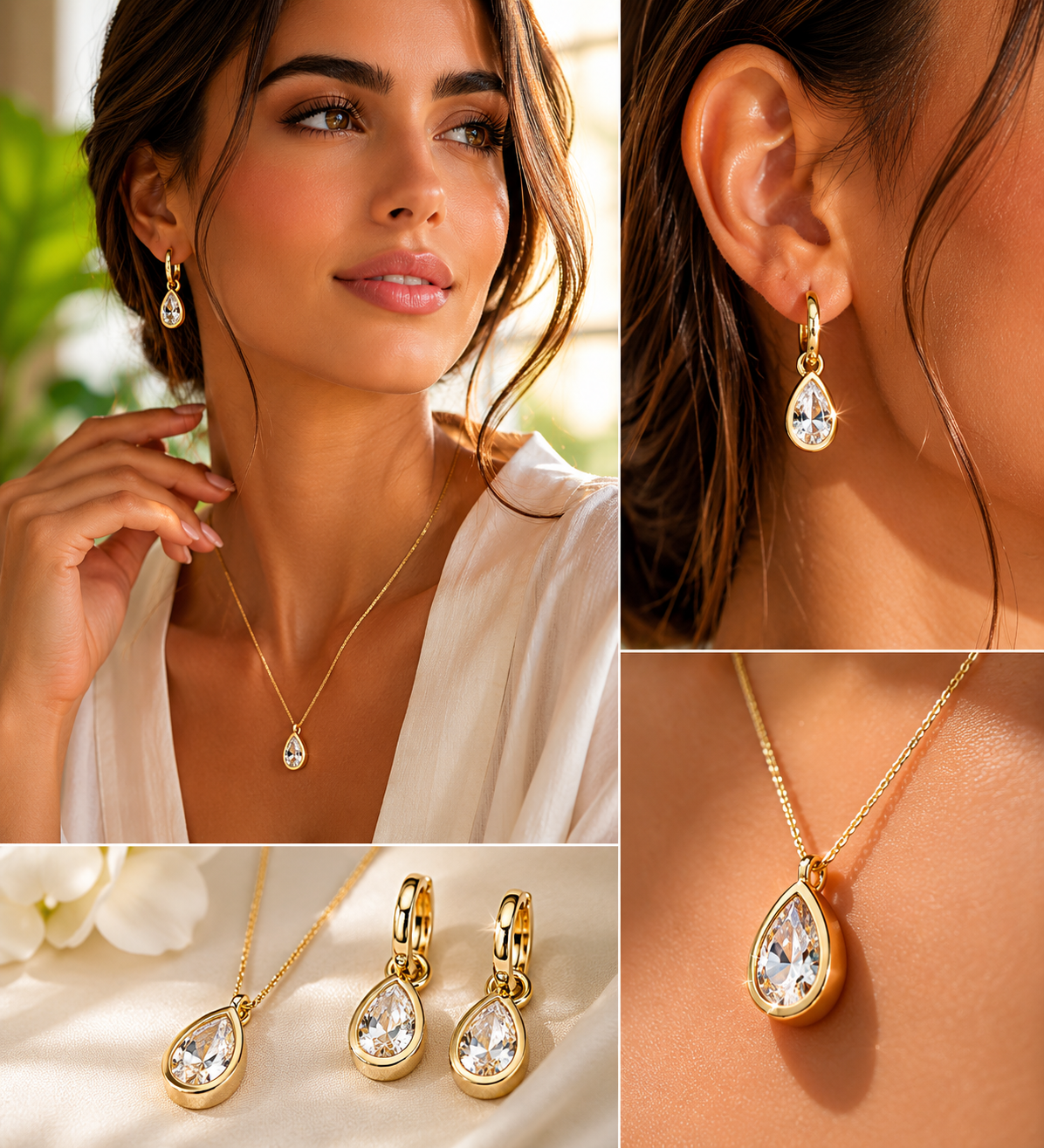 Teardrop Necklace & Earring Set | 18k Gold Plated