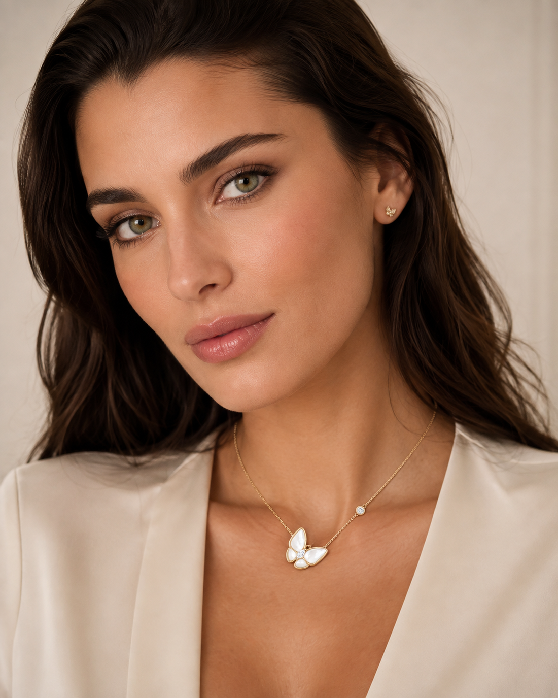 Pearl Butterfly Station Necklace | 18K Gold Plated 925 Sterling Silver