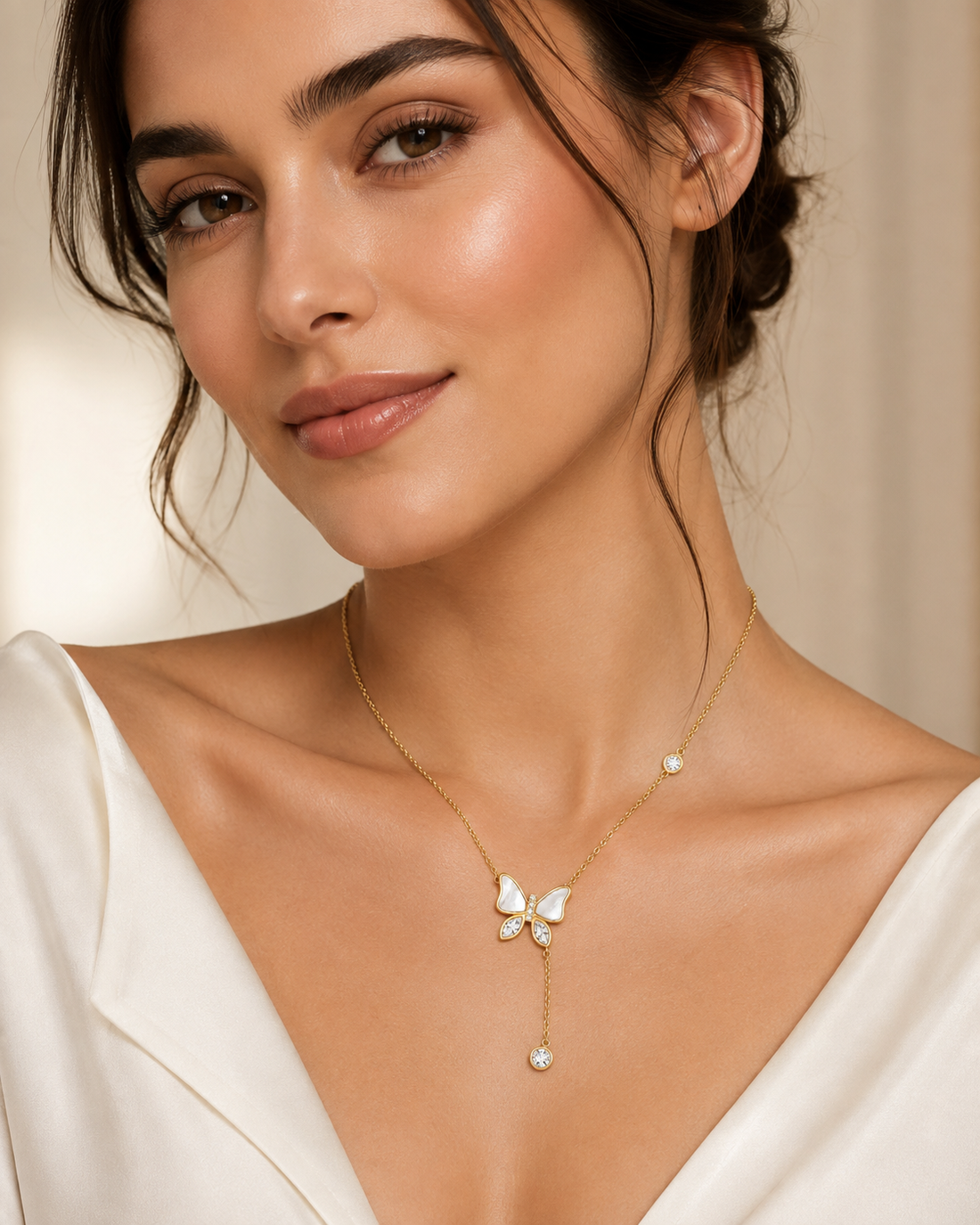 Butterfly Luz Station Necklace | 18K Gold Plated 925 Sterling Silver