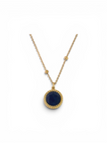 🌑 Midnight Agate Circle Necklace – 14K Gold Plated Stone Pendant