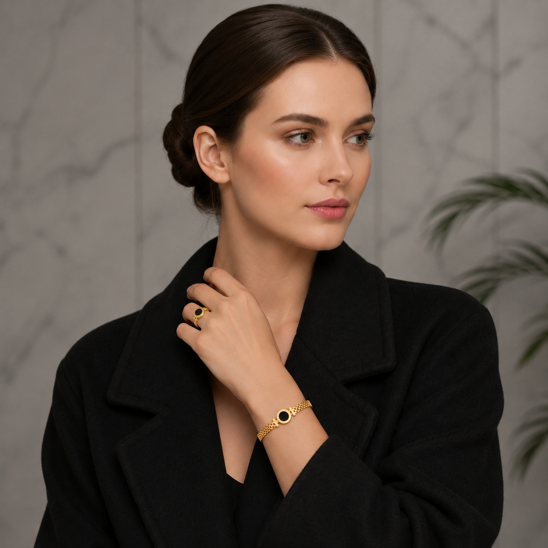 Noir Elegance Jewelry Set – Bracelet & Ring