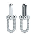 Pavé Link Hoop Earrings | White Rhodium Plated