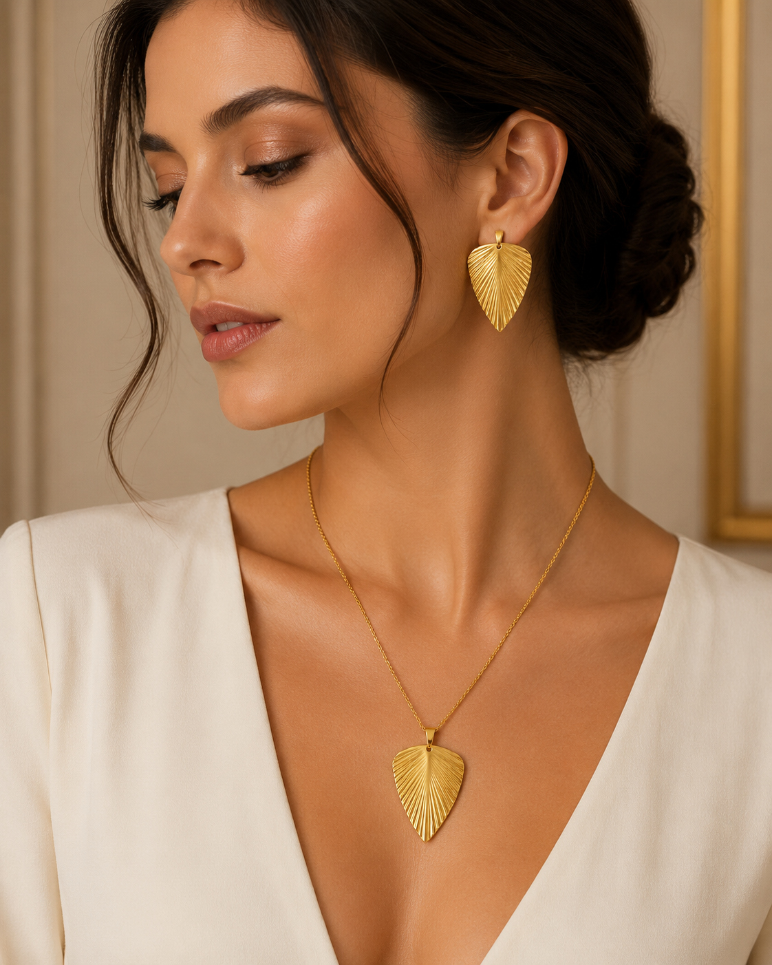 Golden Textured Statement Earrings