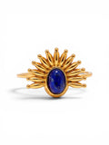 Sunray Sapphire Ring | Gold Plated Sunburst, Natural Blue Stone