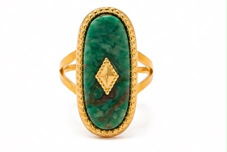 Emerald Isle Statement Ring | Gold Plated, Natural Green Stone